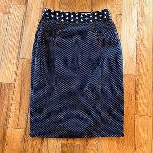 Elegant Navy Polka Dot Pencil Skirt
